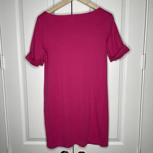 Karen Scott Sport PXL Petite T-Shirt Vestito Rosa Caldo Cotone Manica Arrotolata Casual - Foto 1 di 6