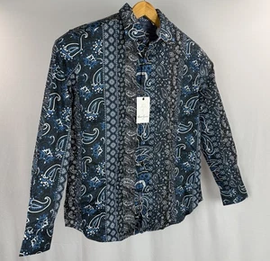Camicia uomo Robert Graham con bottoni grande paisley floreale polsino infradito LS multicolore - Foto 1 di 13