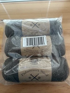 (3 Pack) Lion Brand Yarn Fishermen's Wool Yarn Brown Heather 348 Yds Each - Picture 1 of 9