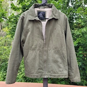 Volcom Jacket Teddy Sherpa Lined Full Zip Outdoor Workwear Chore Coat Men Medium - Picture 1 of 6