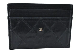 CHANEL Vintage Calfskin Bicolor Card Case Wallet in Black L2372 Black Used Japan - Bild 1 von 24