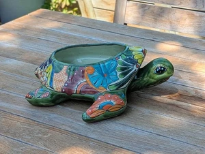 Talavera Schildkröte Übertopf, handgefertigte mexikanische Keramik für Sukkulenten oder Blumen - Bild 1 von 9