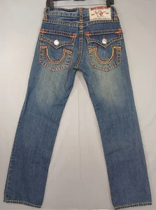 True Religion Billy Super T Jeans Mens 30x33 Blue Rainbow Stitch Straight Denim - Picture 1 of 11