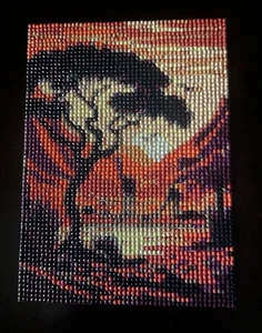 Mountain Tree Sunrise Diamond Art 7.4” x 5.3” Completed Collectible - Picture 1 of 4