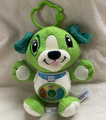 Leap Frog Sing & Snuggle Scout 绿色小狗毛绒玩具形状颜色音乐 — 第 1/4 张图片