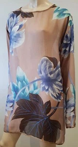 Vestido MISSONI Beige Seda Multicolor Audaz Estampado Floral Manga Larga Transparente IT44 12 - Imagen 1 de 10
