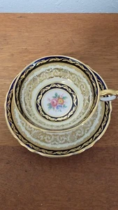 Stunning PARAGON Pink Rose/Cobalt Blue/Heavy Gold/Scrollwork  Tea Cup & Saucer - Picture 1 of 10