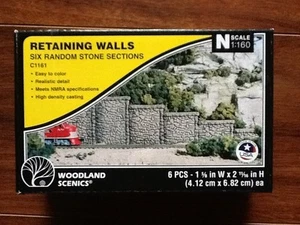 Woodland Scenics 1/160 N Scale Cut Stone Retaining Walls 6 Pcs. Item # C1161 F/S - Foto 1 di 5