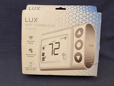 LUX CS1 Wifi Digital Thermostat White Model CS1-WH1-B04 Unused Open Box - Image 1 of 4