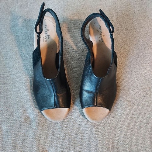 Sandalo donna Clarks Collection in pelle e camoscio con zeppa slingback tg 10