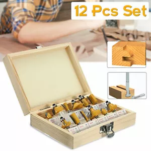 Set 12 pz 1/4"" punte router gambo carburo di tungsteno punta strumento per la lavorazione del legno - Foto 1 di 7