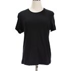 Enza Costa NWOT Short Sleeve Top Size XL in Solid Black Cotton/Cashmere Blend