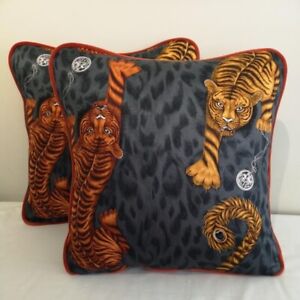 Emma J Shipley TIGRIS FLAME VELVET cushion cover  41cm x 41cm