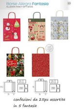 Sacchetti Regalo Natale Buste Regalo con Manico Fantasie Natale Assortite Cf. 25