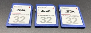 Lot Of 3 Canon 32MB SD Camera Memory Cards - Tested - Tracked Post - Picture 1 of 2