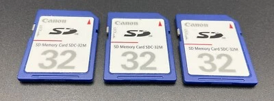 Lot Of 3 Canon 32MB SD Camera Memory Cards - Tested - Tracked Post - Image 1 of 2