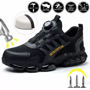 COMPOSITE PLASTIC TOE CAP WORK SHOES 2025 Rotating Button SAFETY SHOES Men Women - Picture 1 of 23