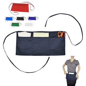 NEW WAITRESS WAITER WAIST HALF BIB APRONS HEAVY DUTY 3 POCKET BARISTA - Picture 1 of 18