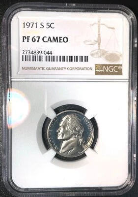 1971 S 5c Jefferson Nickel NGC PF67 CAMEO - Image 1 of 4