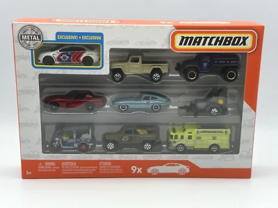 Juego de regalo Matchbox 9 coches, camión de bomberos, Jaguar, Viper, MBX Police, 1:64, nuevo en caja Foto 1 de 4