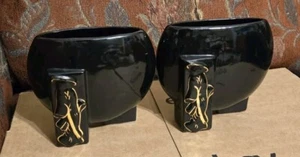2 jarrones de colección años 40 FAPCO Joan Lea Shanghai figuras asiáticas negras jarrones Art Deco - Imagen 1 de 8