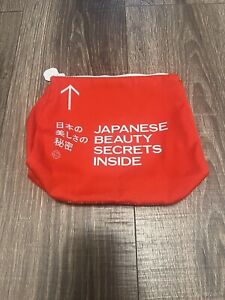 SHISEIDO Canvas Zip Bag JAPANESE BEAUTY SECRETS INSIDE NWOT 10 x 6.5 inches