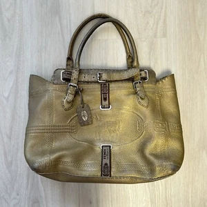 Fendi Selleria Gold Pebble Leather Large Tote Bag Horse - Picture 1 of 18