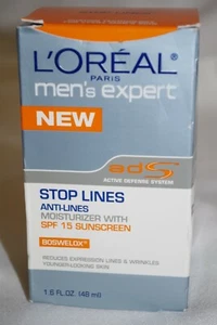 2 BRAND NEW L'OREAL STOP LINES NIB MEN'S EXPERT MOISTURIZER SP 15 SUNSCREEN - Picture 1 of 4