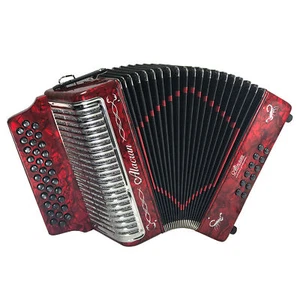 Alacran 34 Button 12 Bass Deluxe Button Accordion FBE, Straps, Case, Red Pearl - Picture 1 of 1