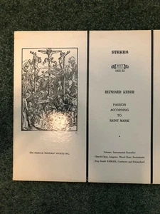 KEISER Markus Passion Dahler 2LP Musical Heritage Society MHS1832/33 STEREO - Picture 1 of 2