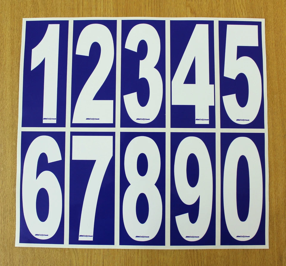 4 x White numbers on Blue background - Euro-Rotax-OTK-X30 Karting Race Numbers