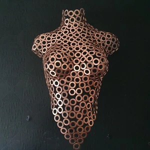 Metal Wall Art Female Front Torso Sculpture Abstract NUDE DECOR Copper HANDMADE - Picture 1 of 4