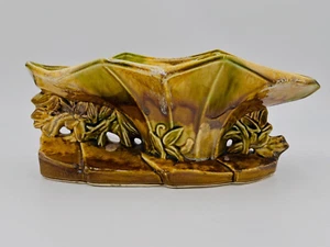 Jarrón maceta vintage McCoy flores de loto años 50 verde y marrón excelente estado - Imagen 1 de 8