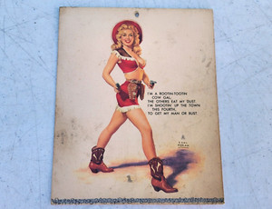 Earl Moran Jayne Mansfield Pinup Girl Calendar Card Top COWGIRL c1959