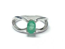 Silver Emerald Band Sterling Ring Daily Wear Emerald Ring