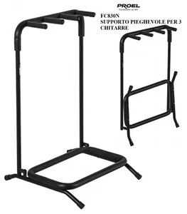 PROEL FC830N SUPPORTO STAND PIEGHEVOLE PER 3 CHITARRE REGGI CHITARRA UNIVERSALE - Foto 1 di 2