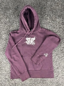 Y2K Roxy Quicksilver Hoodie Purple Floral Sleeve Glitter Print Womens Medium - Picture 1 of 9