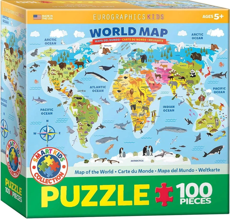 EuroGraphics Illustrated Map of The World 100-Piece Puzzle,Jigsaw - Image 1 of 1