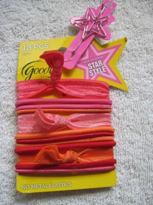 13 Goody Ouchless Star Style Pink Orange Hair Bands Variety Ribbon Elastics Pin - Image 1 of 4
