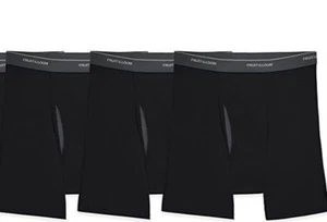 Mens 3 Pack Fruit of the Loom Black Boxer Briefs Underwear 100% Cotton S-5X - Picture 1 of 9