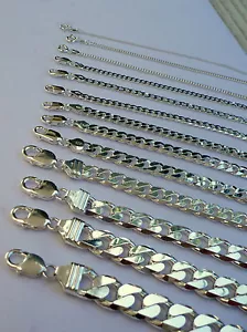 1MM -15MM MEN'S WOMEN'S 925 STERLING SILVER CUBAN LINK CHAIN NECKLACE 16"-36" - Picture 1 of 6