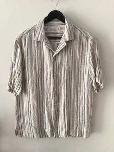 Men’s Abercrombie & Fitch Beige, Cream & Blue Striped Linen Mix Shirt, UK Size S - Imagen 1 de 6