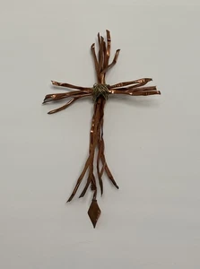 R Salsbury LACROIX Firmado Cobre Metal Arte Cruz Decoración Jesús Industrial Moderno - Imagen 1 de 9