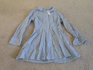 Abercrombie & Fitch blau Nadelstreifen Shirtkleid Sommerkleid Small neu mit Etikett - Bild 1 von 16