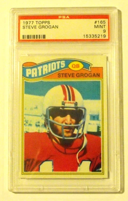 1977 Topps Football #165 Steve Grogan New England Patriots PSA 9 Mint Low Pop!! - Image 1 of 2