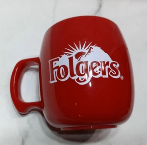 Folgers Kaffeebecher Rot Weiß Logo Acryl Retro Neuheit Tasse Vintage Hergestellt in den USA - Bild 1 von 10