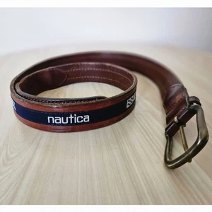 Nautica Men's Leather Belt With Logo Ribbon Made in Turkey Size 38. - Picture 1 of 7