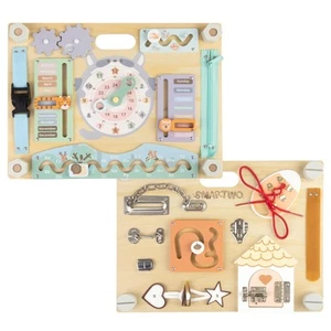 Double-Sided Wooden Busy Board for Toddlers, Sensory Activity Board, Montesso... - Picture 1 of 6