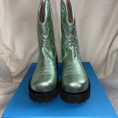 Fluevog x Anna Sui 完好闪亮厚底牛仔靴 - 10.5 — 第 1/4 张图片