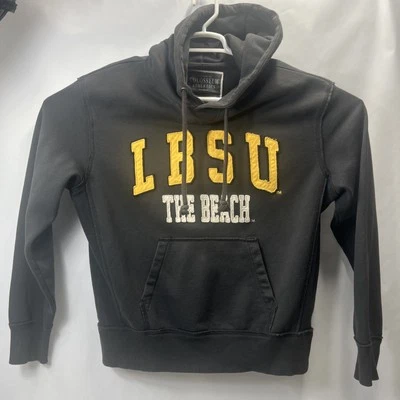 Sudadera con capucha bordada grande negra/amarilla The Beach Colosseum Long Beach State para hombre Foto 1 de 4